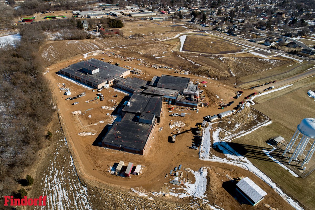 findorff's tweet photo. Our Project Engineer Co-op Mitchel and Site Superintendent Steve are all smiles as the snow is melting and the fresh paint is drying on the job site of the new Poynette Elementary School. Nice work crew! #FindorffPartner #ConstructionProgress #HappySpring @pumapridepsd https://t.co/dxKaiKu3jt
