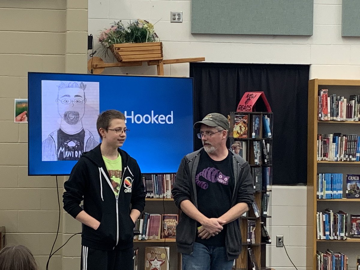 We culminated our 1st whole school read with a visit from Posted author <a href="/anderson_author/">John David Anderson</a> and a family night. The day included presentations, a writing workshop, book signings, Q&amp;A, rock painting, and free pizza. Perfect book &amp; perfect day! <a href="/USDD/">De Pere Schools</a> #OneSchoolOneBook #library