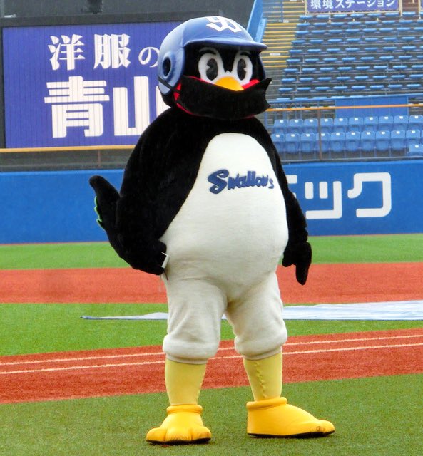 Mondo Mascots on X: Tsubakuro, the mascot for baseball team The Yakult  Swallows, wears a black mask to avoid Covid-19.  / X