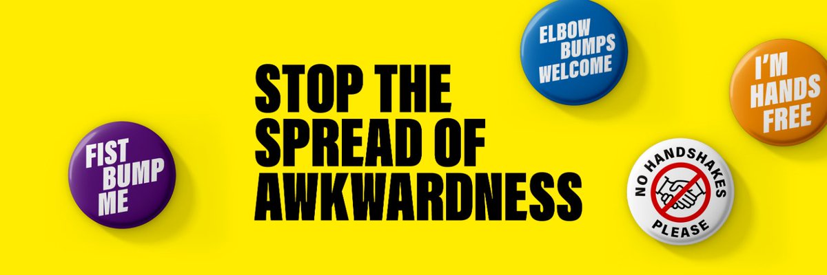 AndrewBloch's tweet photo. STOP THE AWKS is a badge range designed to combat the spread of coronavirus and the impact it has on social awkwardness.
 
The badges can be purchased at https://t.co/fN0fWNkBQb
with all profits from badges sold shared between the @BritishRedCross and @age_uk https://t.co/NvTNsLMYiJ