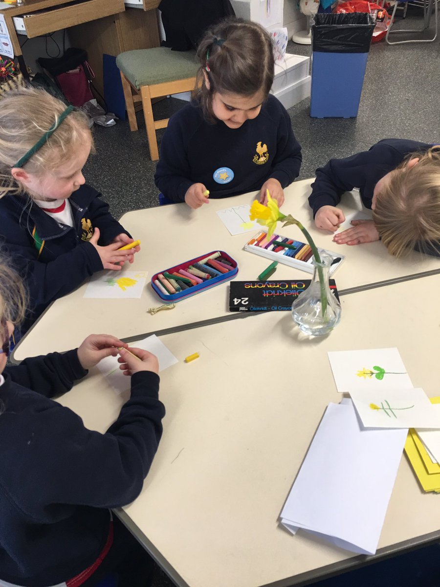 ChintSchool's tweet photo. Reception are making observational drawings of a lovely spring daffodil. #buddingartists #Chinthurstschool #earlyyears https://t.co/7VxKLET6b3
