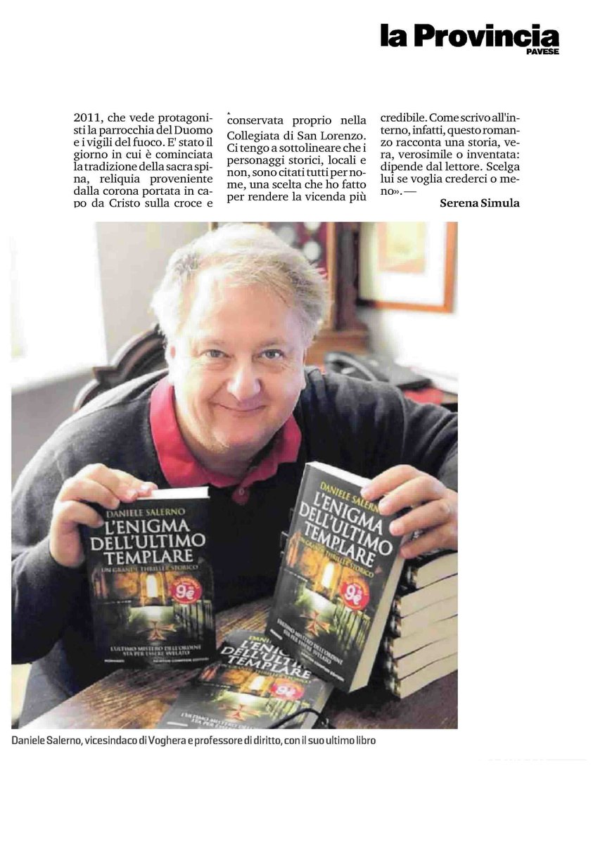 NewtonCompton's tweet photo. «Un romanzo giallo in cui gli antichi misteri minacciano l'Italia contemporanea.» @provinciapavese intervista Daniele Salerno, autore del romanzo "L'enigma dell'ultimo templare" https://t.co/FRheAD9WCV