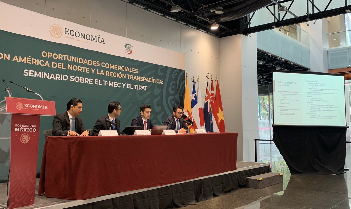 SE_mx's tweet photo. Inicia en la @SE_mx la quinta sesión del Seminario “Oportunidades comerciales con América del Norte y la Región Transpacífica: T-MEC y el TIPAT”, con los temas: 
Remedios comerciales: salvaguardias, derechos antidumping y compensatorios.

#SeminarioEconomíaMx https://t.co/8XRQ6MorI4