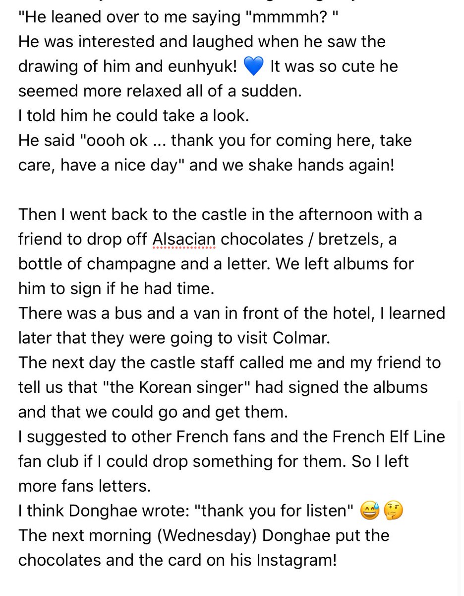 Sarang_EunHae's tweet photo. (FAN ACCOUNT) 200311

Hi guys ! Here’s my little story time about my meeting with Donghae ! Hope you enjoy it and I wish to all of you to meet him too. Thank you for your support 💙
French version is coming! https://t.co/GniPCKUqdM
