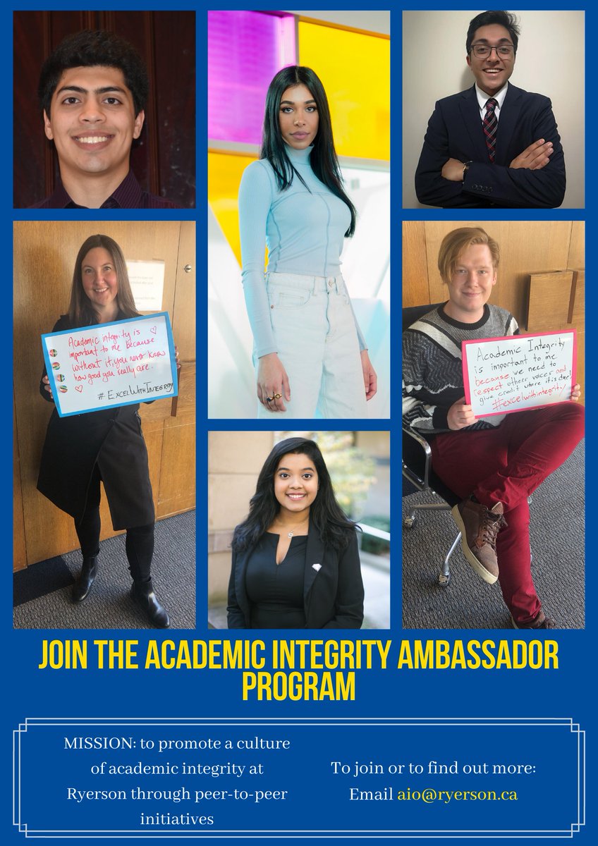 TMU_AIO's tweet photo. If you'd like to be a part of Ryerson's Academic Integrity Ambassador Program - Email: aio@ryerson.ca /DM us on instagram: https://t.co/74M9SUeRkN
#AcademicIntegrityAmbassadors #RUforAI #IntegrityMatters https://t.co/OuH7P18wwZ