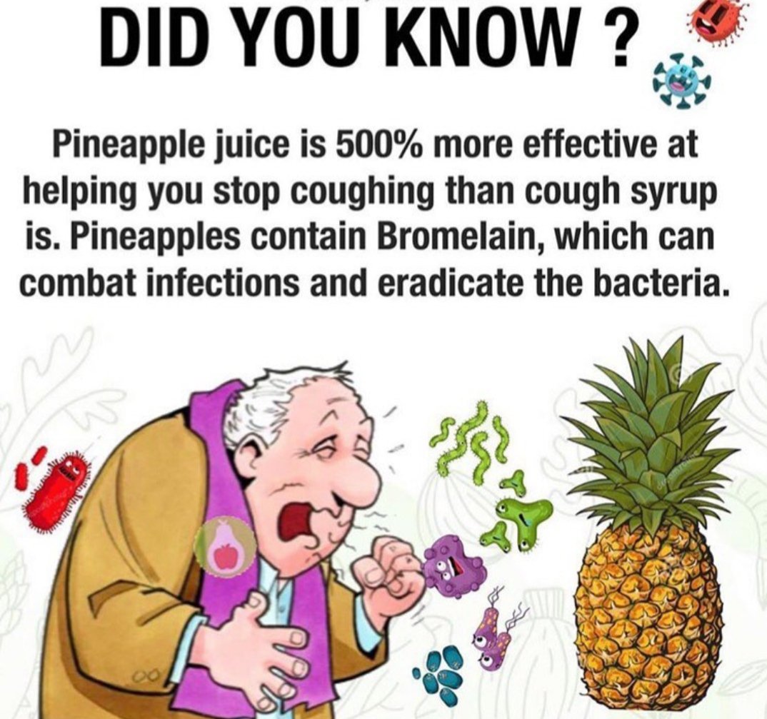 Did you know?
#nutrition #healthylifestyle #cough #pineapples #help #bacteria  #Infection