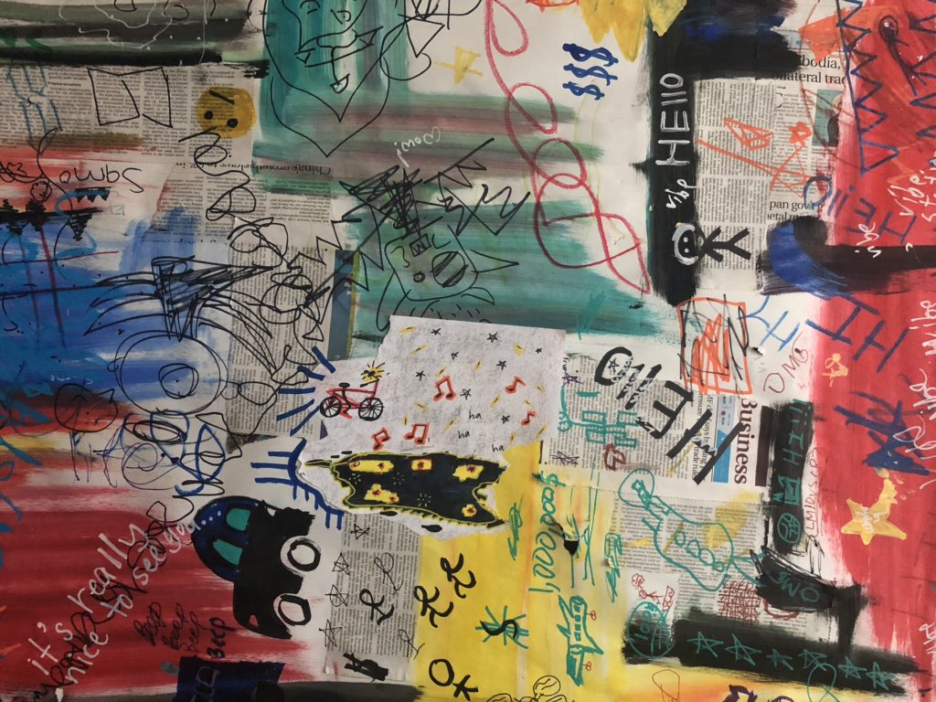 kpackteacher's tweet photo. #HWEO ‘Artists are inspired by culture’ #g4pyp listened to jazz music and city sounds to emulate the godfather of street art, #basquiat #nailedit #pyp @ISPPCambodia @carney_dana @szyberger https://t.co/ghCqyKCmhM