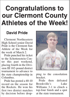 CNEAthletics's tweet photo. @CNERocketsWres1 Senior David Pride is the Clermont Sun Athlete of the Week. David and the Wrestling Team are also nominated to @ENQSports weekly awards. It's a great time for Rockets wrestling! 

https://t.co/LbwZ50XIHN https://t.co/5m1Gh9UhWE