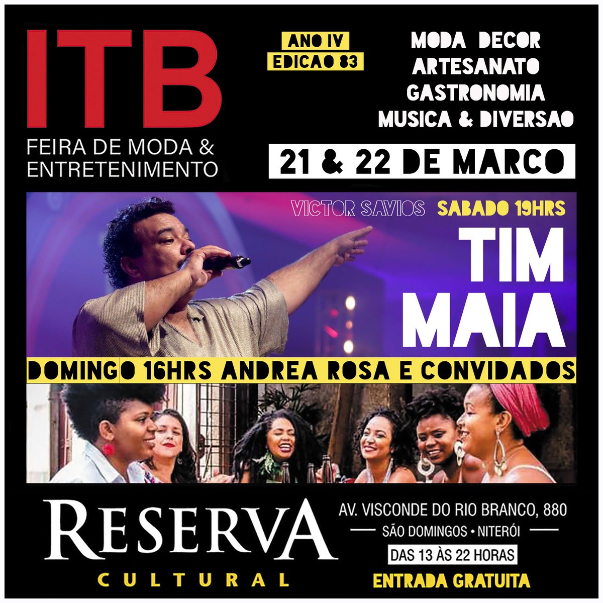 ReservaNiteroi's tweet photo. Anotem na agenda, a próxima Feira de Moda &amp; Entretenimento ITB, já tem data confirmada. Será nos dias 21 e 22 de Março.

Das 13h ás 22h com entrada gratuita. Reserve a data para conferir as novidades!

#vemproreserva #feiraitb #reservaniteroi https://t.co/0ZDzpsIA4f
