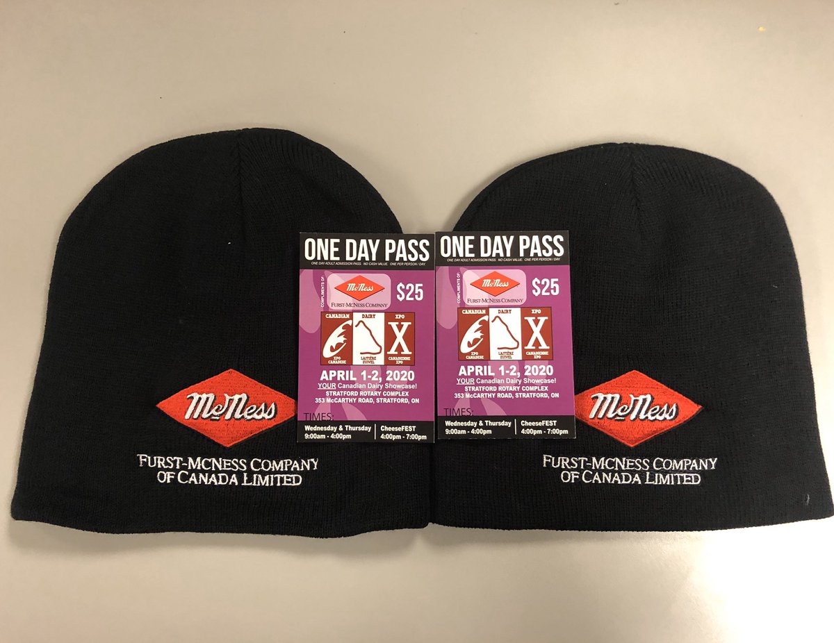 #CDX2020 is 3 weeks away! To celebrate, we’ll be doing a draw for 2 <a href="/DairyXPO/">Canadian Dairy XPO</a> entry tickets and 2 #FurstMcNess toques. Retweet for an entry. Follow our Twitter account to get yourself a second entry. Draw will take place March 24th. Good luck! #ontag #ontdairy