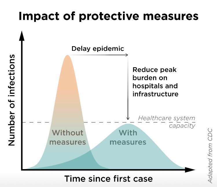 AlexMMTri's tweet photo. THIS is why things are being cancelled due to #COVID19 NOT because of hysteria or panic. Healthcare only has so much capacity. If we can delay the spread lives are saved ➡️washing your hands, avoid large events or unnecessary travel. #DontPanic #BeSmart #FlattenTheCurve https://t.co/Ki4S9epGll