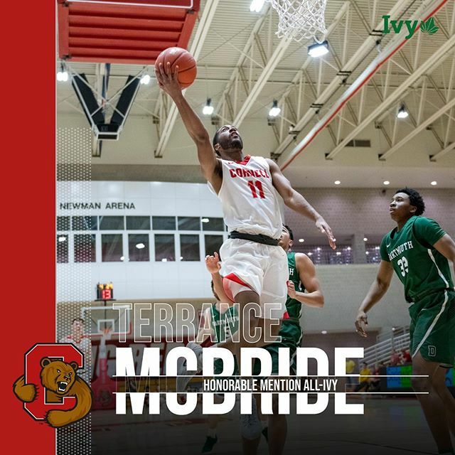 CornellSports's tweet photo. Junior guard Terrance McBride's breakout season was rewarded with a spot on the All-Ivy team as an honorable mention selection. McBride averaged 18.6 ppg. over the Big Red's final seven contests. #YellCornell (📸: Eldon Lindsay/Cornell Athletics) https://t.co/c29Gd3lOuM https://t.co/Cvj9RPWsyd