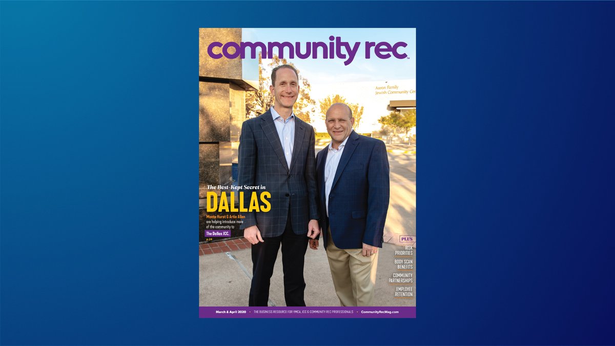 communityrecmag's tweet photo. The March/April Digital Issue is here! 

Check it out for a cover story on the @JCCDallas with features on staff retention, risk management, testing/tracking technology and community partnerships. 

Read it here: https://t.co/MUzPlKy8cz 

#CommunityRec #CurrentIssue https://t.co/Nmp2cuKm89