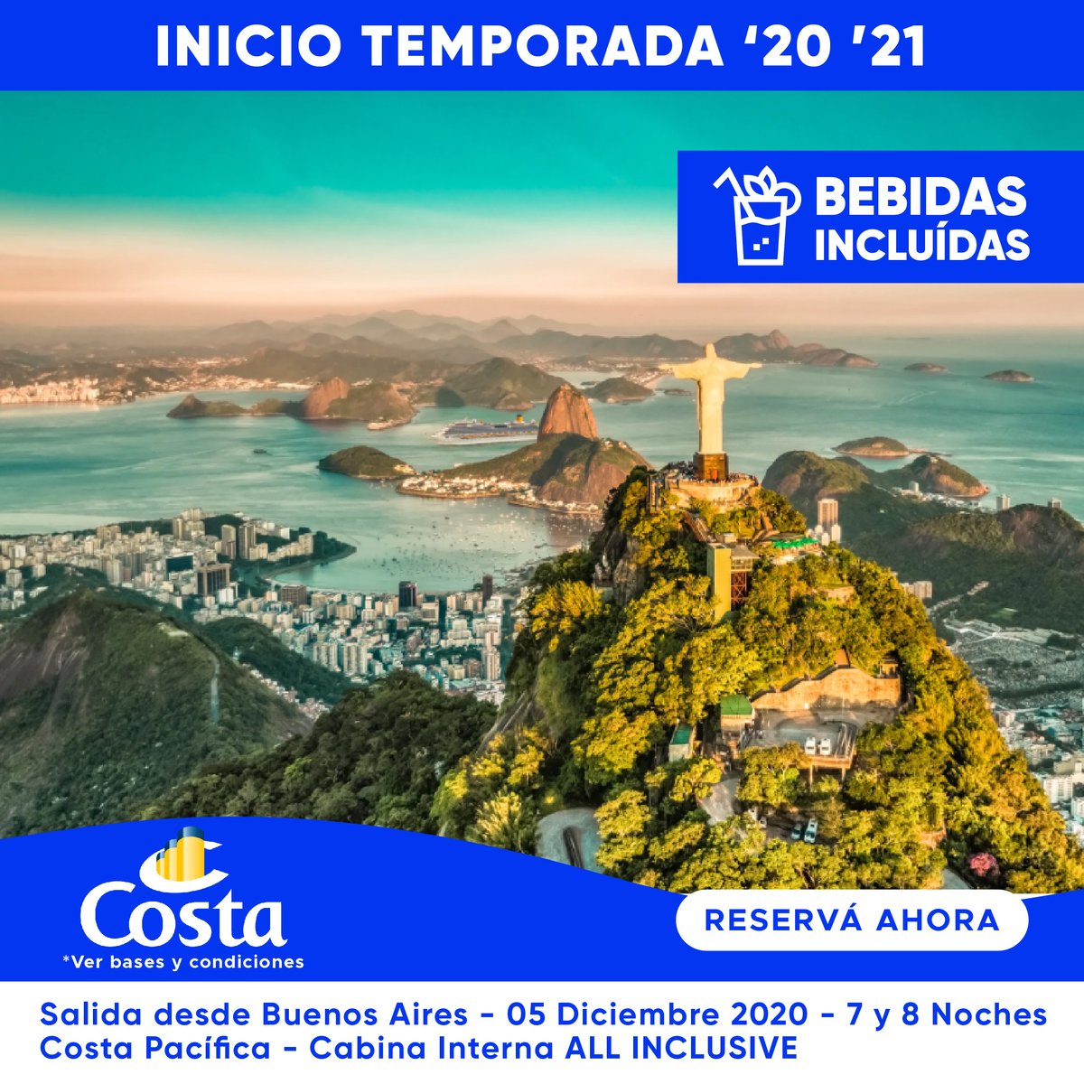 Reservá ahora tu viaje en #crucero temporada 👉🏻 '20 '21🛳🛳
.
.
#EmpezáAViajar #Brasil #PDE #2020 #2021