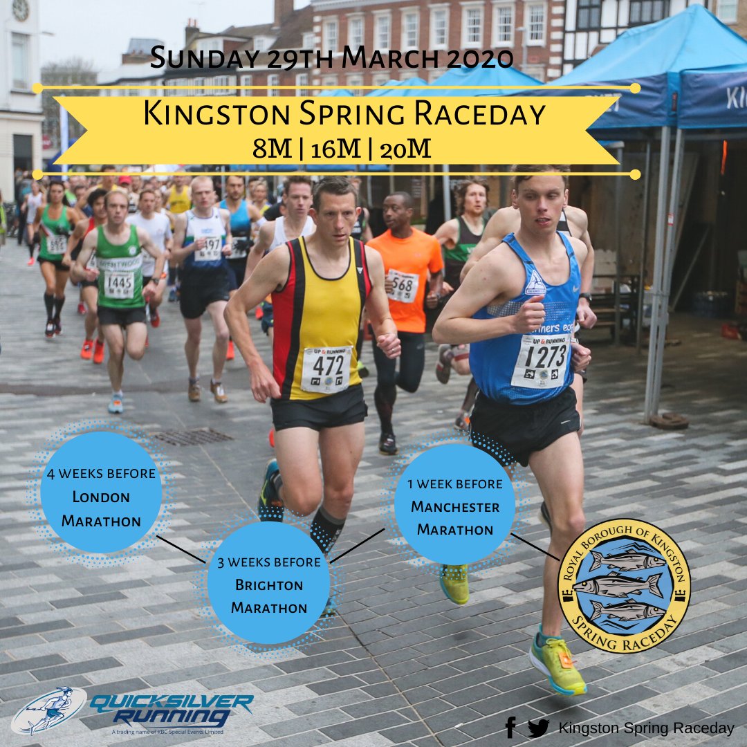 Is it #marathon season already? 🏃‍♀️🏃

Whether you are training for Manchester, Brighton or London- we got you covered😎 Join us from a 8 miler taper run to a 16 mile or 20 mile race to prepare for your marathon!

Register today: kingstonraceday.com
#KingstonRaceDay