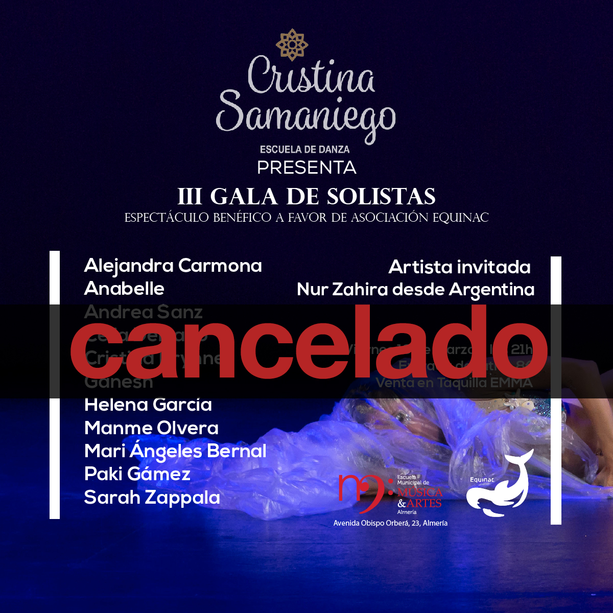 ‼️📢❌ Última hora
Por cuestiones de organización y a la espera de una política de actuación oficial, se ha procedido a la cancelación de la gala solidaria que la escuela <a href="/C_Samaniego/">Cristina Samaniego</a>  tenía programada para el próximo viernes 13 de marzo.