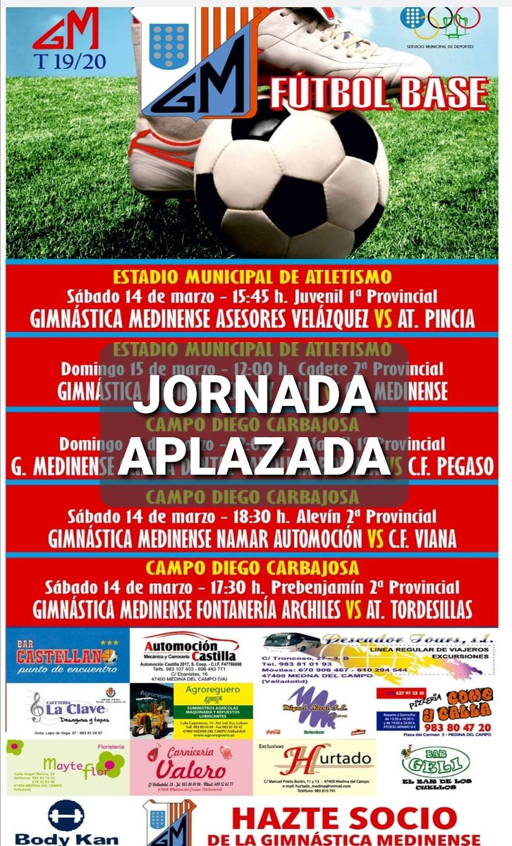 G_Medinense's tweet photo. Se suspenden las 2 siguientes jornadas en todas nuestras categorías https://t.co/Xlva0kyeHe