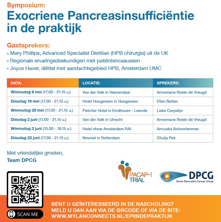 DPCG_official's tweet photo. De PACAP-1 trial is bijna af, dus eindelijk kunnen we op landelijk niveau het gebruik van pancreasenzymsuppletie stimuleren! Binnenkort een nascholing voor diëtisten en verpleegkundig(specialist)en! Zie afbeelding voor meer informatie. https://t.co/TyWIQfn4a8