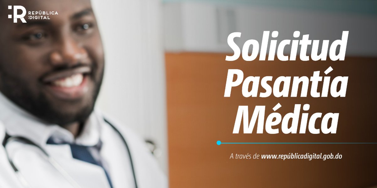 RepDigitalDO's tweet photo. Si eres estudiante de medicina y necesitas solicitar la pasantía médica de ley y postgrado puedes hacerlo en línea, clicando en https://t.co/fcOATRfAVV ¡Así de fácil y rápido!
#RepúblicaDigital #MenosFilas https://t.co/IyGOkA8eDL
