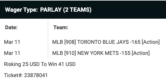 locks_baseball's tweet photo. Today's card:

Nats/Astros O8
Twins -1.5
Mets/Blue Jays ML parlay https://t.co/30kdybAjK4