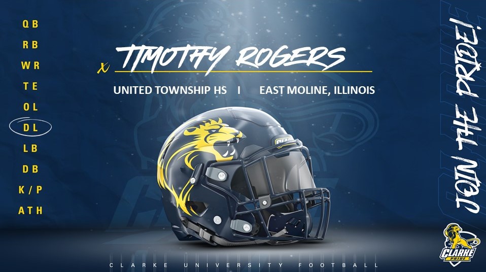 ClarkePrideFB's tweet photo. Offered✅
Committed✅
Signed✅

Welcome DL Timothy Rogers
#2020Pride

Tim is a versatile player that has played on the offensive line as well as at middle linebacker for the Panthers in the Western Big Six conference. https://t.co/y33GxLfdDL