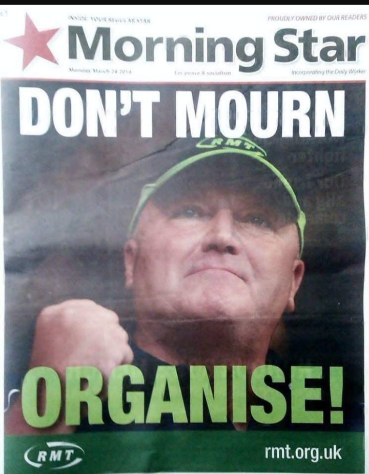 M_Star_Online's tweet photo. Six years on, the Morning Star remembers legendary RMT leader Bob Crow. Never forgotten. Don't mourn - organise https://t.co/xg26TlS1E9