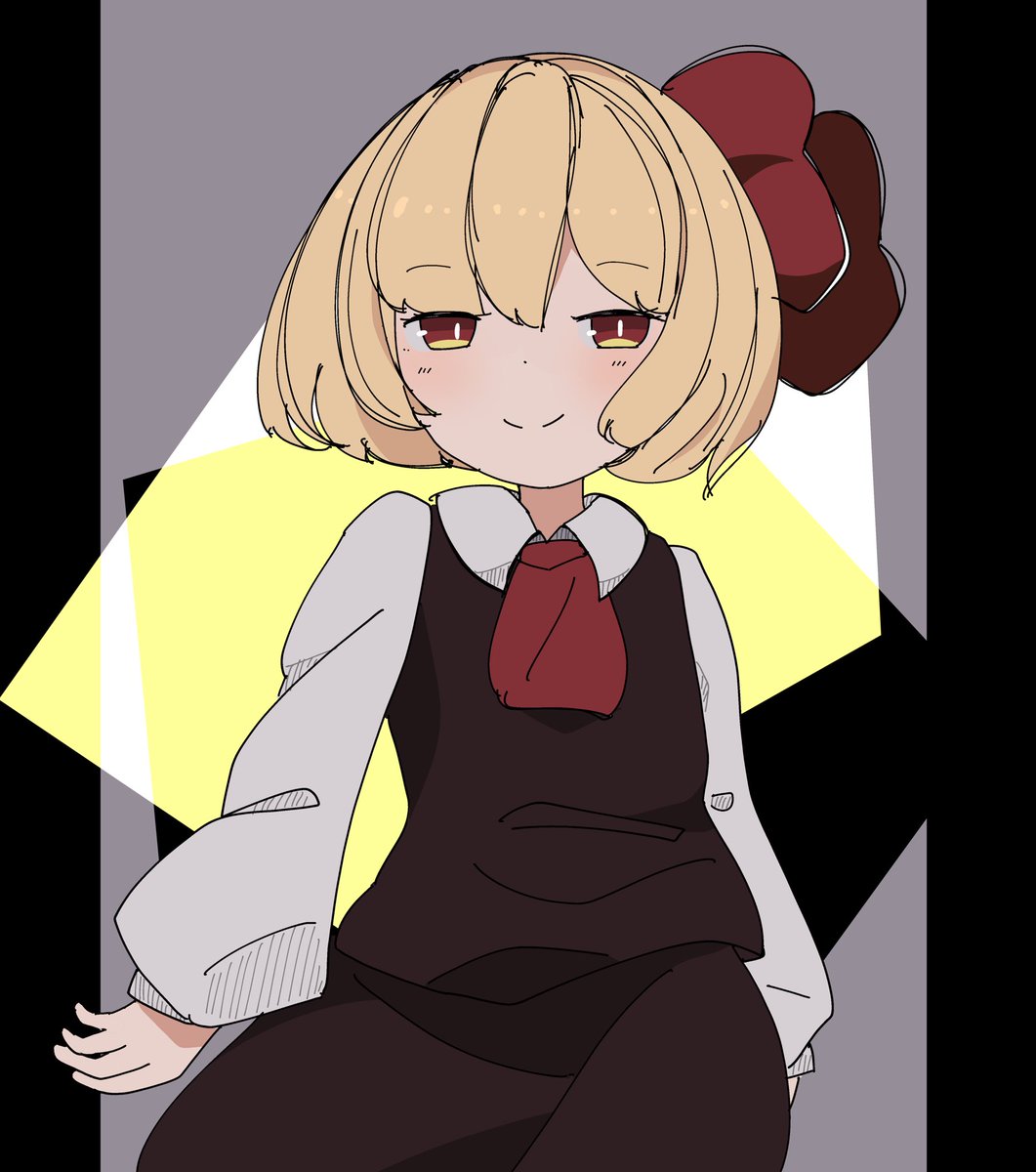 rumia 1girl blonde hair short hair smile solo long sleeves red eyes  illustration images