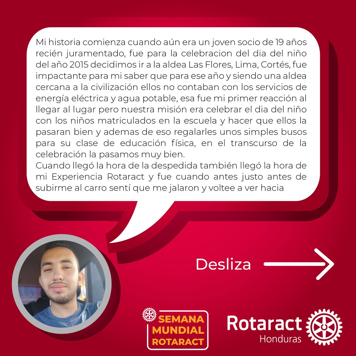 RTCHonduras's tweet photo. Iniciamos con nuestra campaña "Experiencia Rotaract" con el presidente de Rotaract Usula Jorge Balmaceda

No olvides que puedes enviar tu experiencia rotaract al siguiente correo:
📨josediaz.dgr@gmail.com

Adjunta tu nombre, club rtc, fotos y describe tu experiencia rotaract. https://t.co/wG5S41FYCQ