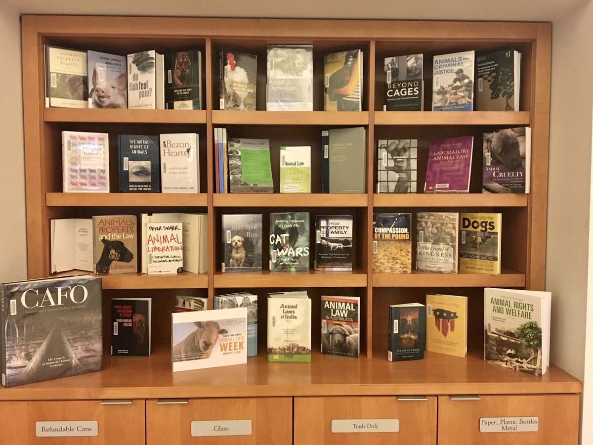 Most of our ⁦@lclarklaw⁩ ⁦⁦@CALSAnimalLaw⁩ #AnimalLawWeek events had to be cancelled, but we have this amazing book display at the ⁦@lawlib⁩.