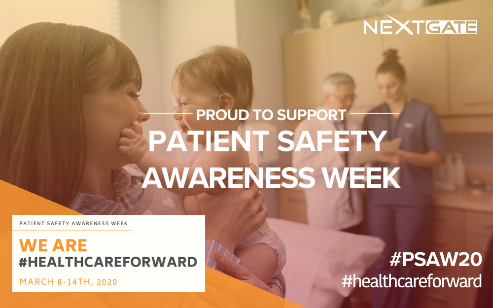 NextGate's tweet photo. This week and every week, NextGate supports #patientsafety by eliminating medical errors assoc. w/ patient misidentification. Proud to ensure the right #data on the right individual is delivered at the right time (every time). #patientmatching #PSAW20 #healthcareforward https://t.co/LZb7JJZOMu