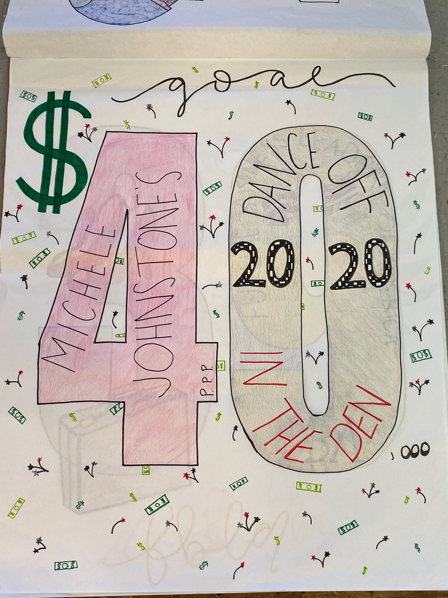 Today would have marked 40 school days left for seniors!! Because our goal for Dance Off is $40,000, the countdown number got some special decoration!! #forthekids ❤️🖤🤍