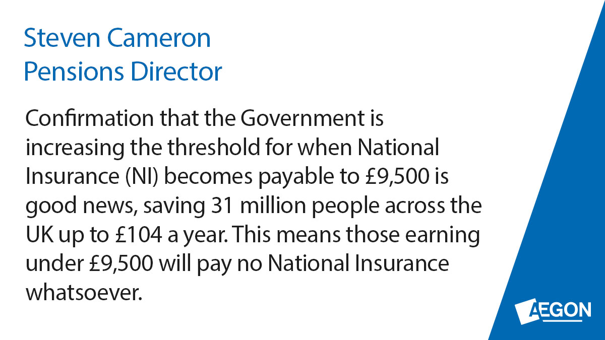 AegonUK's tweet photo. #Budget2020 – Pensions Director @_StevenCameron shares his thoughts on today’s budget announcements #socialcare #NI #taperedallowance #NHS https://t.co/UxasjWqLXH