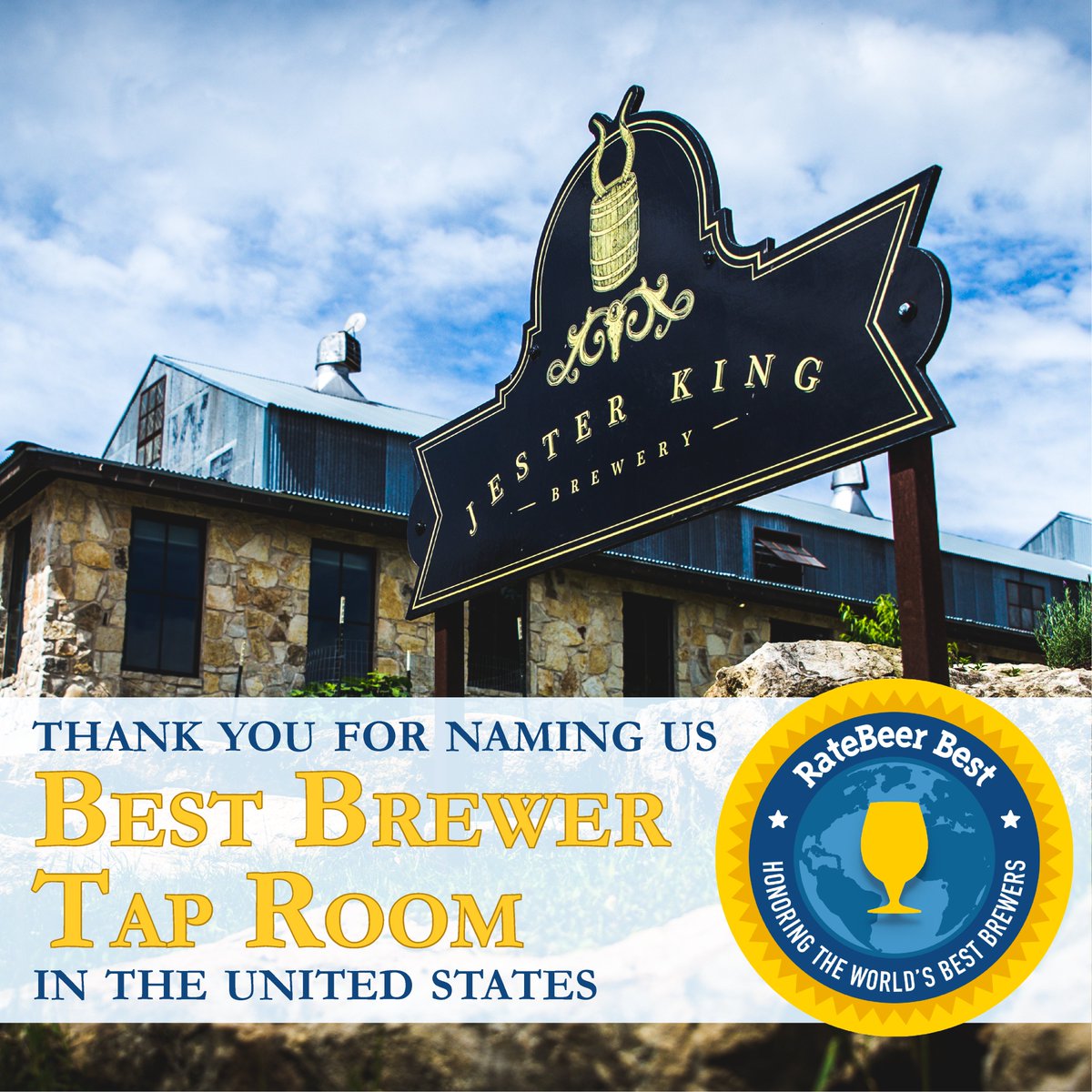 jesterkingbeer's tweet photo. We're very pleased and honored to have received the accolade Best Brewer Tap Room United States from RateBeer! Thank you very much for your support to make this possible!

https://t.co/s3krFrOaEy

#jesterking #ratebeerbest #ratebeer @ratebeer https://t.co/NDuCKQQJOU