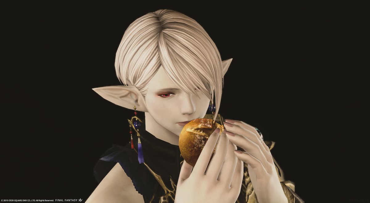 ぺる Sur Twitter 新髪型アシンメトリーもらったので撮ってみた クポフォーチュンで パンを食べるエモート当てたので食べてみたらめっちゃ憂鬱そうに食べた Ff14 エレゼン