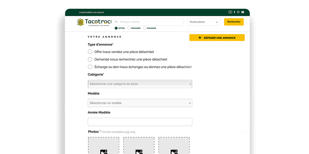 Vous avez des pièces détachées à vendre ? Déposez une annonce en quelques clics sur Tacotroc.com

#classicparts #classiccars #piecedetachees