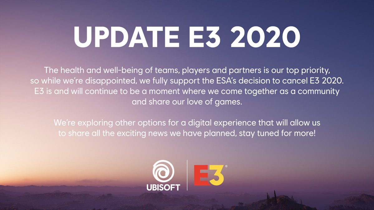 Ubisoft on Twitter: "An update regarding E3 2020.… "