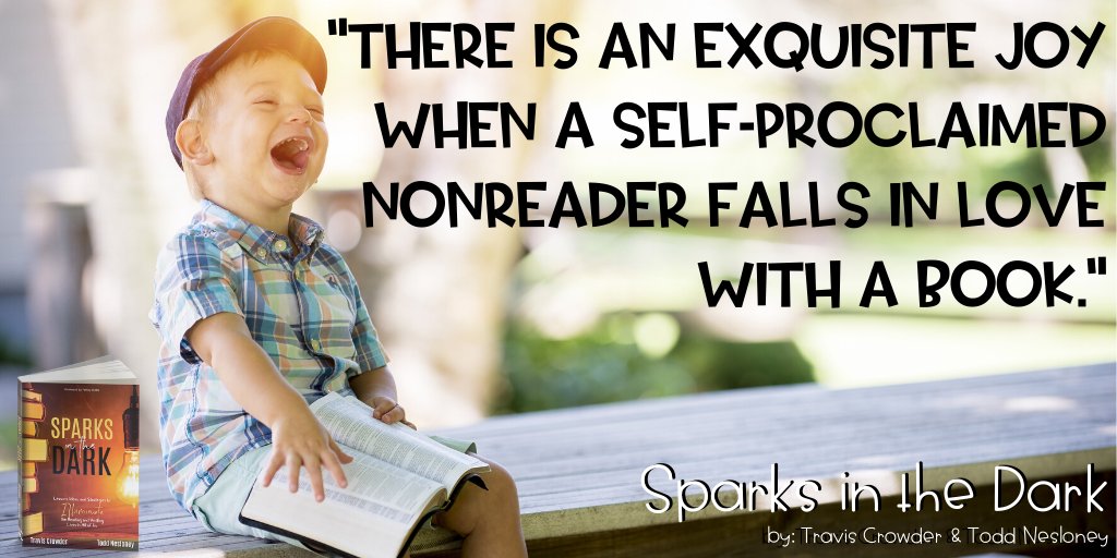 TechNinjaTodd's tweet photo. "There is an exquisite joy when a self-proclaimed nonreader falls in love with a book."

If you're looking for a way to build a love of reading &amp; writing in students &amp; adults, grab #SparksInTheDark today!

Get yours here: https://t.co/jC3SWTNLiM

#KidsDeserveIt #TLAP #DBCincBooks https://t.co/2U6GWjznoK