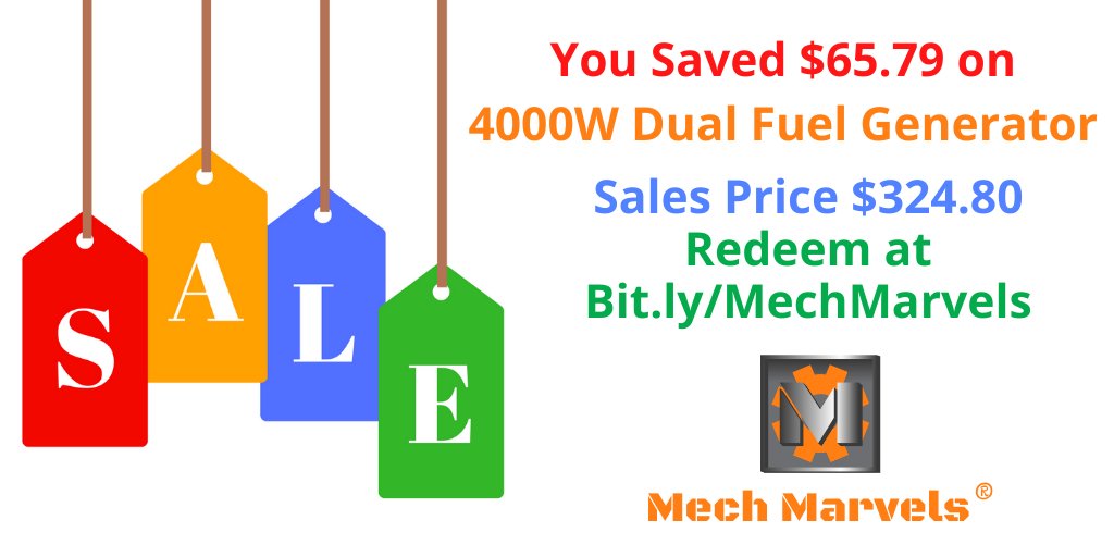 MechMarvelsQJNA's tweet photo. It's a STEAL! Now you can save $65.79 on our 4000W Generator #MM4350DF. It's #dualfuel for gasoline and LP. Check it out at https://t.co/vxP4o2TT68 https://t.co/BWB6ZUUEEE