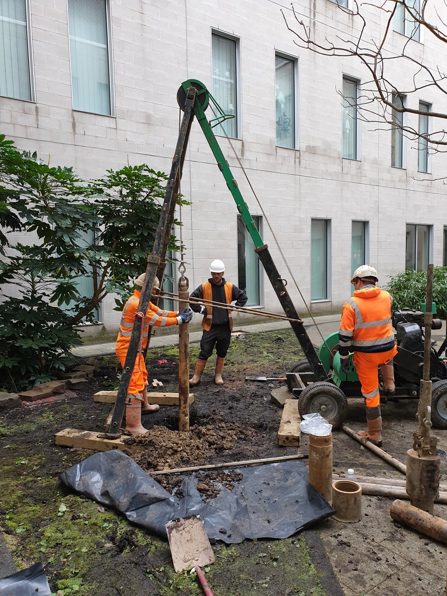 This weekend Sub Surface North West used a Cut Down Cable Percussive Rig to access a Courtyard at Manchester Royal Infirmary. The Cut Down Rig was wheeled through the hospital, built in the courtyard and drilled to sufficient depth  for a pile foundation design.