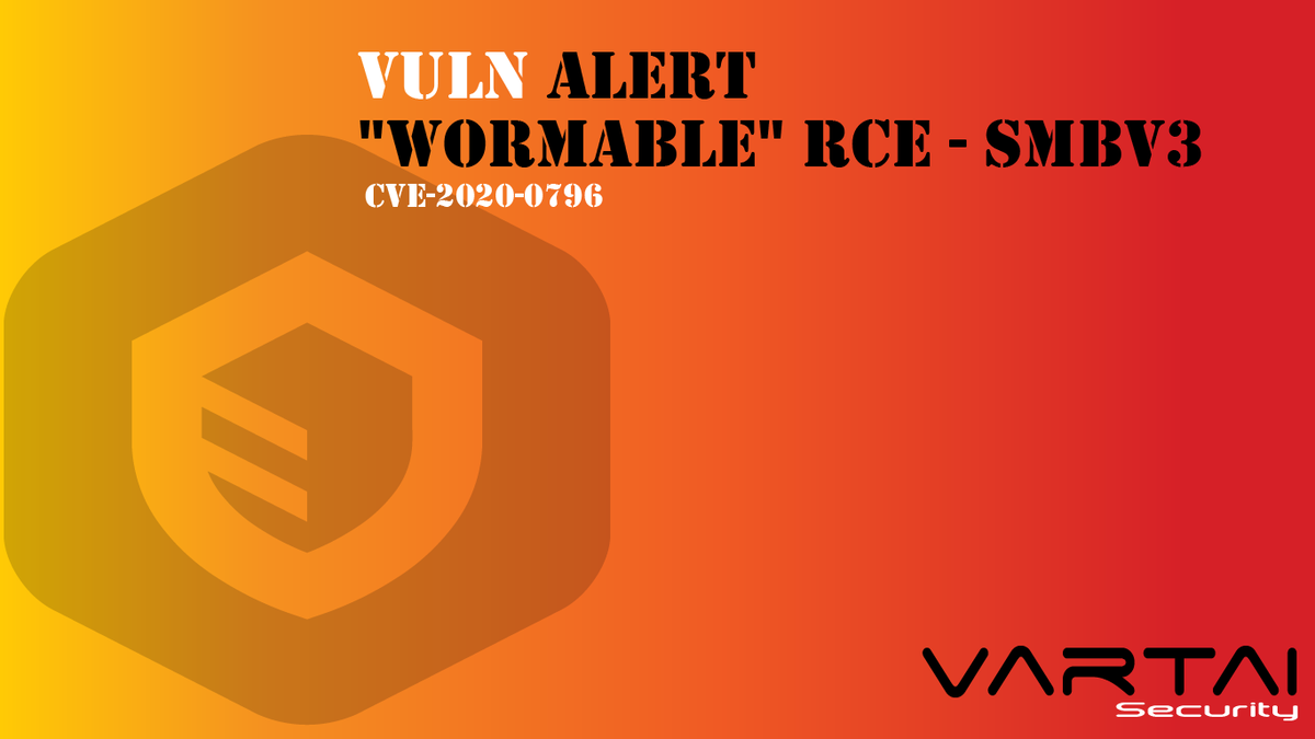 vartaisec's tweet photo. CVE-2020-0796 is a "wormable" RCE flaw in SMBv3. Not actively exploited yet, but no patch has been released by Microsoft. Take precautions and detect with nmap via (https://t.co/vKk1PGYa0Q), or disable SMBv3 compression as temp. workaround Thx! nikallass &amp; @KevinMarquette https://t.co/0X1CdDtTNr