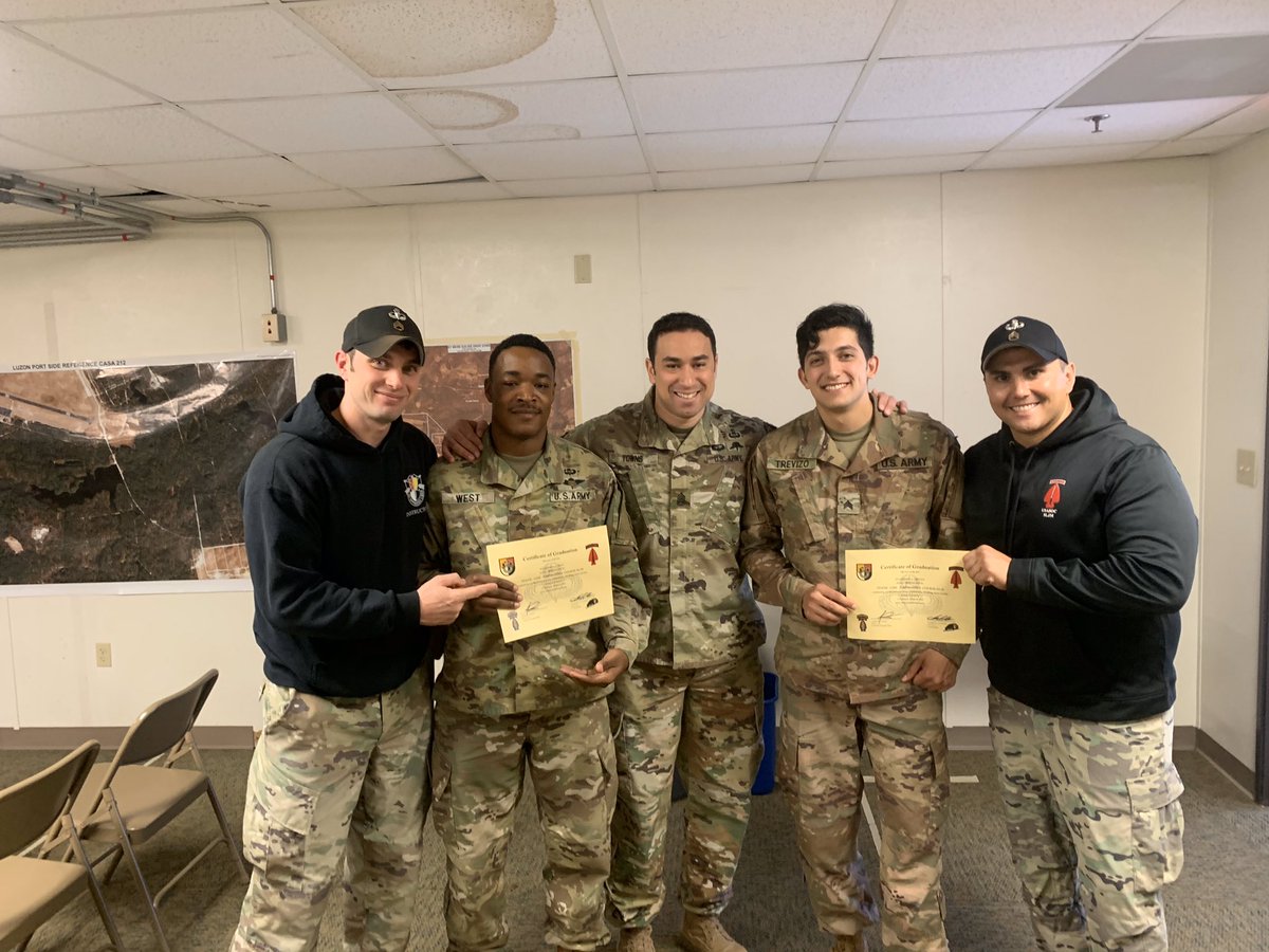 adventuresofJPT's tweet photo. Congratulations to two of the newest #Jumpmasters (JM) who graduated from the @3rdSFGroup #jumpmaster course this morning. I am proud of these two noncommissioned officers. Our Nomad JM population is growing! #nomadswinthefight #anywhere #anytime https://t.co/7HsgA2Lzjw