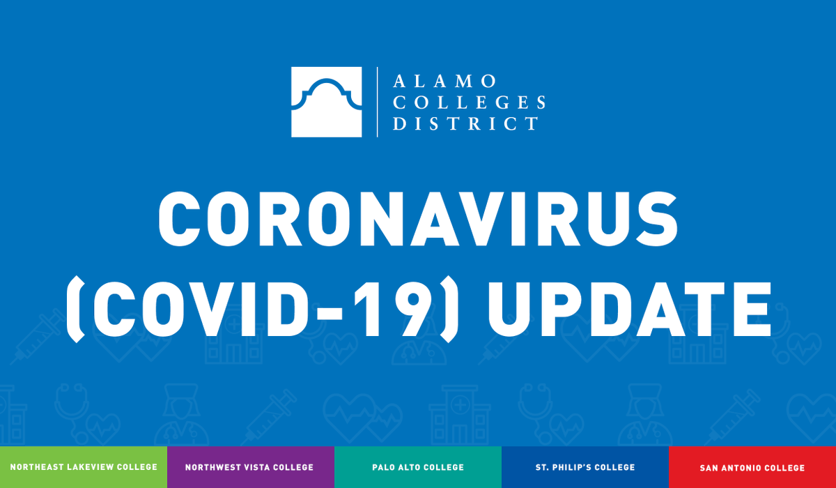 AlamoColleges1's tweet photo. #ACDCoronavirusUpdate - The health and wellness of students and staff is our highest priority. Out of an abundance of caution, the @AlamoColleges1 has made some temporary changes in light of the growing concerns related to the coronavirus.

Learn more ➡️ https://t.co/GhLVl9Rx20 https://t.co/SwgwHn7L5s