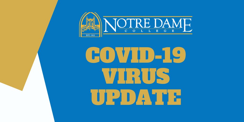 NotreDameOhio's tweet photo. All in-person, face-to-face classes will be cancelled for the remainder of the day through an extended Spring Break ending March 29th. Classes will resume on Monday, March 30, 2020, using our Moodle learning platform. Read the entire announcement below.
https://t.co/M7BCPid8kA https://t.co/6YoG648aUb