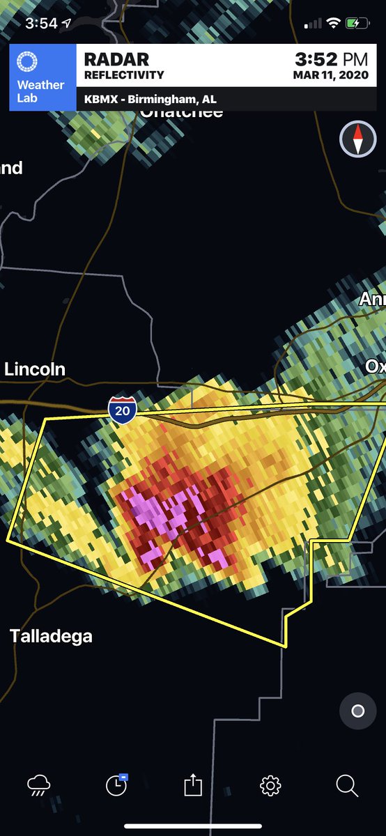 dopplerneal's tweet photo. That’s quite the hail core there. #alwx @weatherlab3d https://t.co/FpBY4xub11