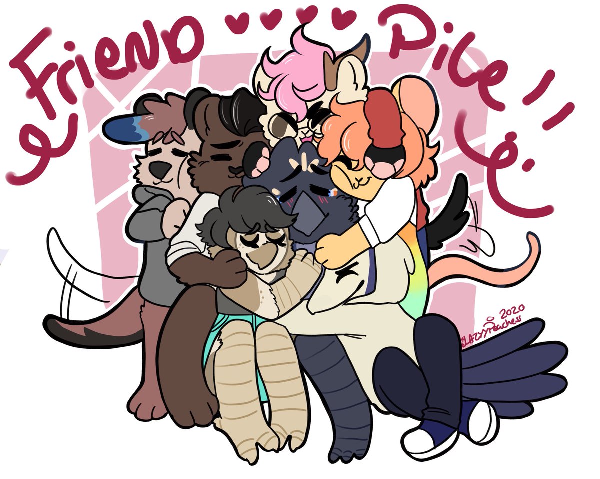 lazyypeachess's tweet photo. finished this cute lil  com for @triblu_arts ft myself / @Shweenus @OtterAverage @doppidops @AWolfBear1 https://t.co/4wpGV71Rph