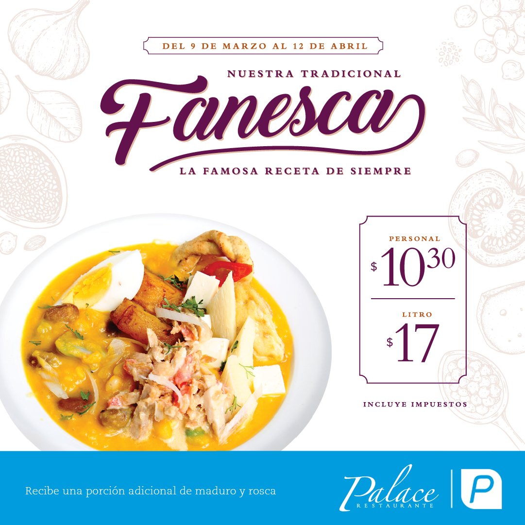 Te invitamos a disfrutar de nuestra tradicional y famosa fanesca en el #PalaceRestaurante. ¡No te la puedes perder!