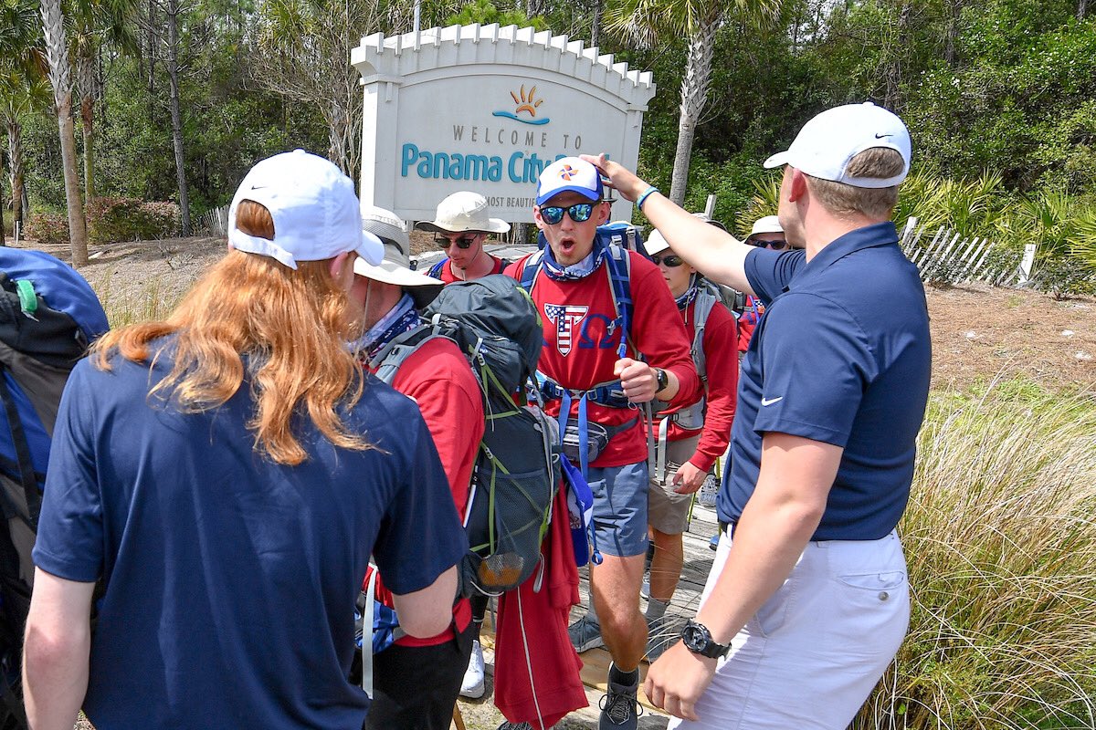 The brothers of <a href="/atotroy/">Alpha Tau Omega</a> made their walk into Panama City Beach this morning. The final trek of their 128.3-mile walk began at 4! #Congratulations #walkhard #oneTROY