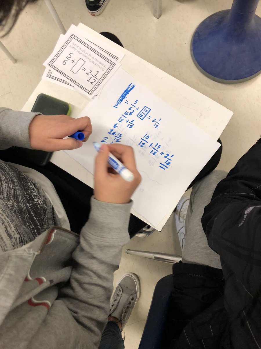 ashhnugent's tweet photo. Our class has came SO far with adding and subtracting fractions! Yesterday we practiced with task cards in the hall, and today we competed in Fraction Operations Amazing Race! So proud of the progress & confidence Ss have working with fractions! @WilfridJuryPS https://t.co/7e2tivipso