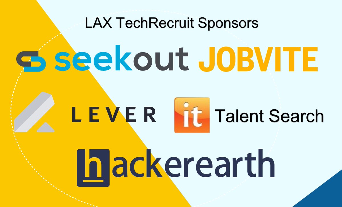 TechRecruitConf's tweet photo. Big Thank You to Our SPONSORS @Jobvite @HackerEarth #LEVER @ITTalentSearch @seekouthq #LAXTechRecruit #Conference #LosAngeles https://t.co/vzBk9V8S3N
