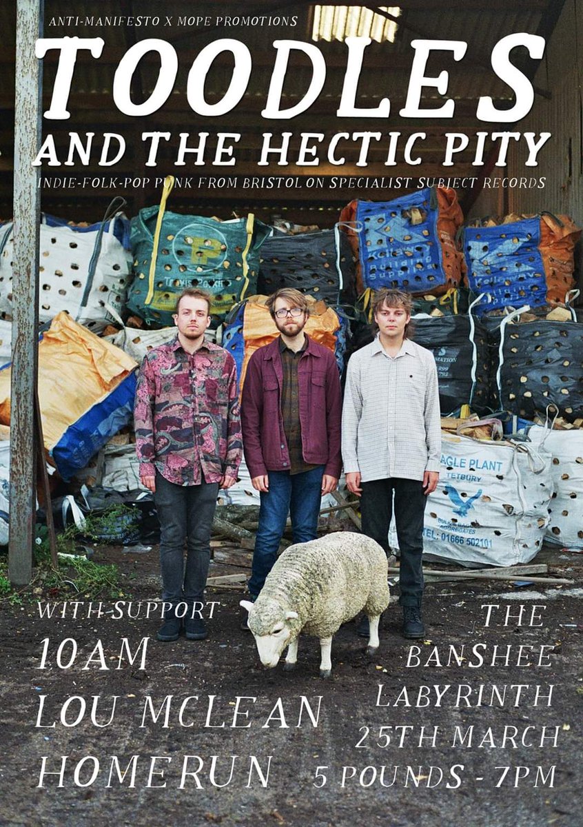 Anti-Manifesto (@anti_manifesto) on Twitter photo 🙌TWO WEEKS TODAY🙌
@ToodlesBand (indie pop punk <a href="/specialistsub/">Specialist Subject</a> )
10AM (glasgow pop punk)
<a href="/LouMcleanMusic/">Lou Mclean</a> (edinburgh riot grrl pop)
Homerun (Kirkcaldy emo punk)
The Banshee Labyrinth #Edinburgh
Wednesday 25th March 2020
Doors 7pm
£5
<a href="/MopePromotions/">Mope Promotions</a> 🙌TWO WEEKS TODAY🙌
@ToodlesBand (indie pop punk <a href="/specialistsub/">Specialist Subject</a> )
10AM (glasgow pop punk)
<a href="/LouMcleanMusic/">Lou Mclean</a> (edinburgh riot grrl pop)
Homerun (Kirkcaldy emo punk)
The Banshee Labyrinth #Edinburgh
Wednesday 25th March 2020
Doors 7pm
£5
<a href="/MopePromotions/">Mope Promotions</a>